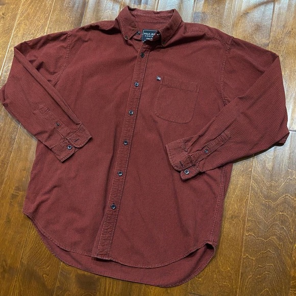 Polo Jeans Company Black Label Vintage Red Black Checkered Shirt Men's Size XL - Picture 2 of 8